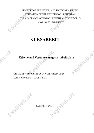 etikette und verantwortung am arbeitsplatz — DOCX