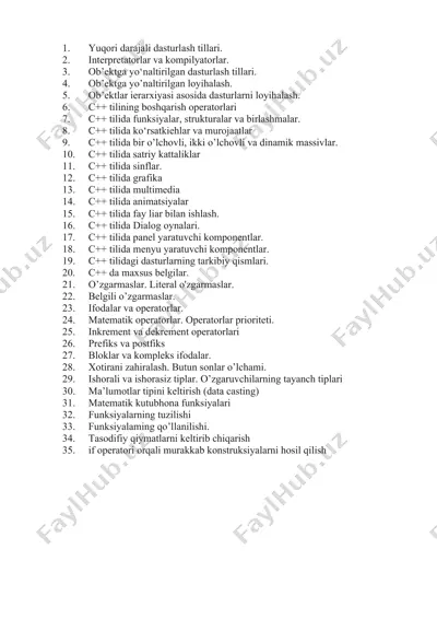 c++ tilida dasturlash asoslari — DOCX