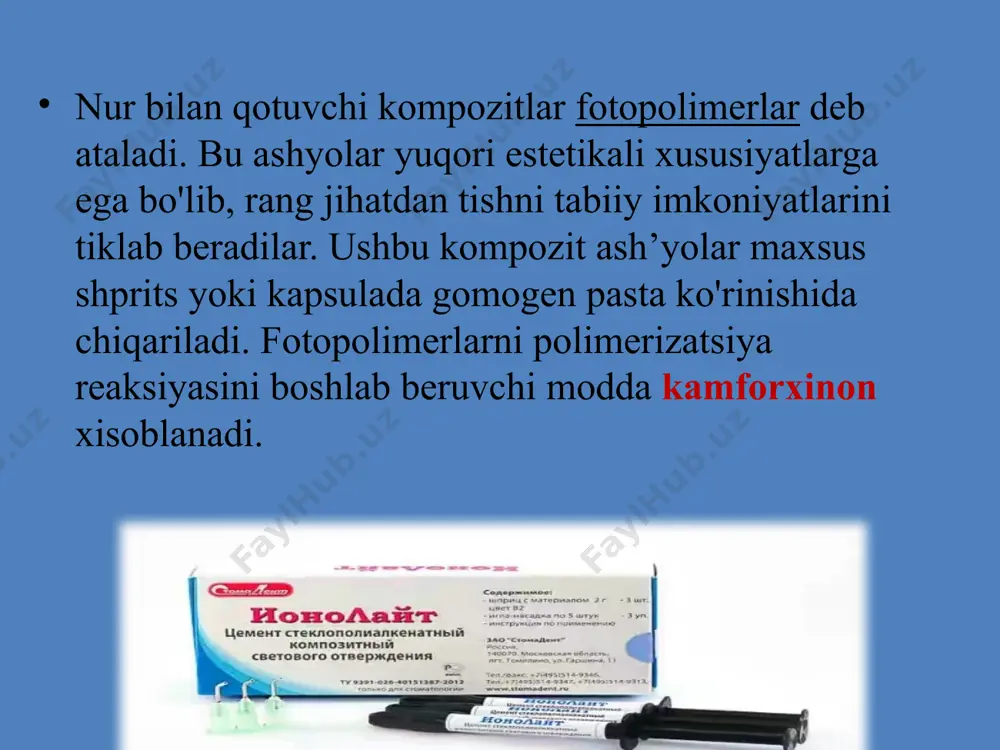nur yordamida qotuvchi organik moddalar makrofillar - Page 5