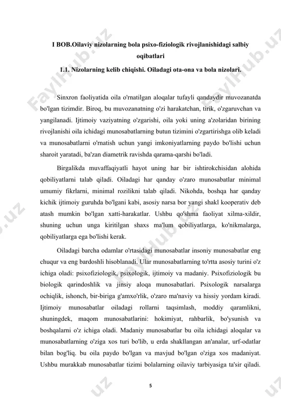 ar etkazadigan bir tomonlama sevimli mashg'ulotlariga, chekish, ichish va giyohvand moddalarga zararli moyillik paydo bo'lishiga olib keladi. garchi ota-onalar to'g'ri bo'lsa-da, ularning farzandlari ham ota-onalari to'g'ri emasligiga amin emaslar, lekin ular qanday yashashni yaxshiroq bilishadi. ota-onalar uchun bolalarning intilishlari sabablarini tushunish, ularning dalillari va dalillariga etarlicha hurmat ko'rsatish, o'z dalillarini ishonchli tarzda ochib berish muhimdir. ota-onalar va bolalar o'rtasidagi nizolar ayniqsa keng tarqalgan. yoshlik. gap shundaki, ushbu "o'tish davrida" tanada sezilarli fiziologik va psixologik o'zgarishlar ro'y beradi. bu yoshdagi eng keng tarqalgan psixologik xususiyatlar hissiy beqarorlik, qarama-qarshi xususiyatlar va intilishlarning kombinatsiyasi. o'zaro munosabatlarni tenglik, mustaqillik va ishonch asosida emas, balki o'zaro bo'ysunish asosida qurish ziddiyatga aylanadi. ota-onalar juda uzoq va qaysarlik bilan o'smirni mustaqil qaror qabul qila olmaydigan va hatto kichik narsalarda ham ularga qaram bo'lgan mavjudot sifatida qabul qilishda davom etadilar. bu to'xtashi bilan, mojaro fonga o'tadi, munosabatlar yanada yaqinroq va ishonchli bo'ladi. ota-onalar farzandlarini tarbiyalashga, ularning yordami bilan …