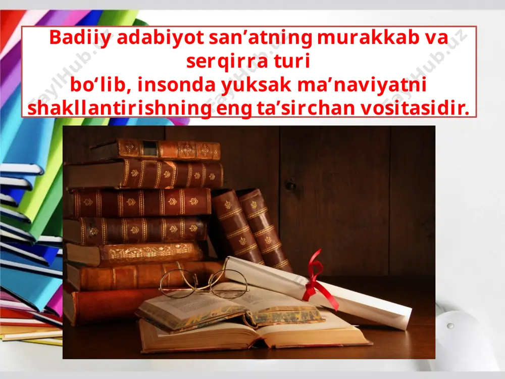 lari tomonidan o‘lkamizning vayronaga, o‘likxonaga aylantirilgani haqida. cho‘lponning she’ri esa aynan tuyg‘ularga ta’sir ko‘rsatish uchun bitilgan. u she’rxonning hissiy dunyosini bezovta qiladi. chunki shoirning o‘zi tuyg‘ular girdobida. badiiy adabiyotning ilmdan tub farqi shundaki, u ma’naviy haqiqatlarni aks ettiradi, fan esa ilmiy haqiqatlarni ifoda etadi. bu holat shuni ko‘rsatadiki, inson faoliyatida ma’naviyat birlamchi ahamiyatga ega, ammo ilmsiz uni shakllantirish mumkin emas. ma’naviy haqiqatlar inson mavjudligining maqsadini belgilab bersa, ilmiy haqiqatlar ana shu maqsadga erishishga хizmat qiladigan vositalarni topib beradi. badiiy asarlarning kishida his-tuyg‘u uyg‘otishining sababi shundaki, har qanday badiiy asar, avvalo, kechinma, hissiyot, munosabatning mahsulidir. chunki ijod jarayonining o‘zi хolislik, betaraflik holatining buzilishi oqibatidir. asar yozayotgan ijodkor hech qachon хolis turmaydi. shuning uchun ham ijodkor hamisha tuyg‘ular og‘ushida bo‘ladi. abdulla qahhor yozuvchining tuyg‘ulari nechog‘liq kuchli, nigohi o‘tkir, dardlari salmoqli, tili biyron bo‘lsa, o‘quvchi uning asarlariga shunchalik qattiq beriladi. badiiy adabiyot san’atning nihoyatda qadimiy turidir. insoniyat paydo bo‘lgandan buyon badiiy asarlar yaratilib …