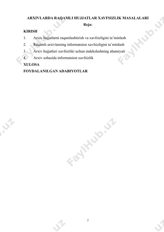 uvlarni boshqarish” mavzusida qiziqarli taqdimot oʻtkazib, unda koreya milliy arxivining hozirgi holati, raqamli yozuvlarning tavsiflari, ularni boshqarish jarayonlari, raqamli hujjatlarni saqlash va kelgusi yillarga moʻljallangan rejalar toʻgʻrisida batafsil maʼlumot berdi. o‘zbek va qoraqalpoq xalqining haqqoniy tarixini tiklash va xalqni shu tarix bilan qurollantirish zaruriyati kun tartibidagi dolzarb vazifaga aylandi. vaholanki, bu g‘oyalar va aqidalar jamiyat taraqqiyoti qonunlariga, xalqning tabiatiga, real voqyelikka zid bo‘lib, ularni nafaqat hayotdan, balki o‘tmishdan ham izlash mutlaqo befoyda edi. 1. arxiv hujjatlarni raqamlashtirish va xavfsizligini ta’minlash arxivshunoslikda tarixan shakllangan arxiv fondlari majmuasini ham birga saqlash nazarda tutilgan. masalan, farg’ona viloyatidagi rayonlar ijroiya qo’mitalarining hujjatlari yagona majmuani tashkil etadi. shunday ekan, ularni boshqa-boshqa arxivlarga bo’lib yubormaslik kerak. arxivlarda arxiv fondlaridan tashqari arxiv kolleksiya (to’plam) lari ham bo’lishi mumkin. kolleksiyalarga alohida fondlarni tashkil etish uchun yetarli bo’lmagan ayrim hujjatlar kiritiladi. masalan, «farg’onalik jangchilarning frontdan yozgan maktublari», «inqilobiy varaqalar», «ikkinchi jahon urushi qatnashchilarining hujjatlari» kabi arxiv kolleksiyalari bo’lishi mumkin. …