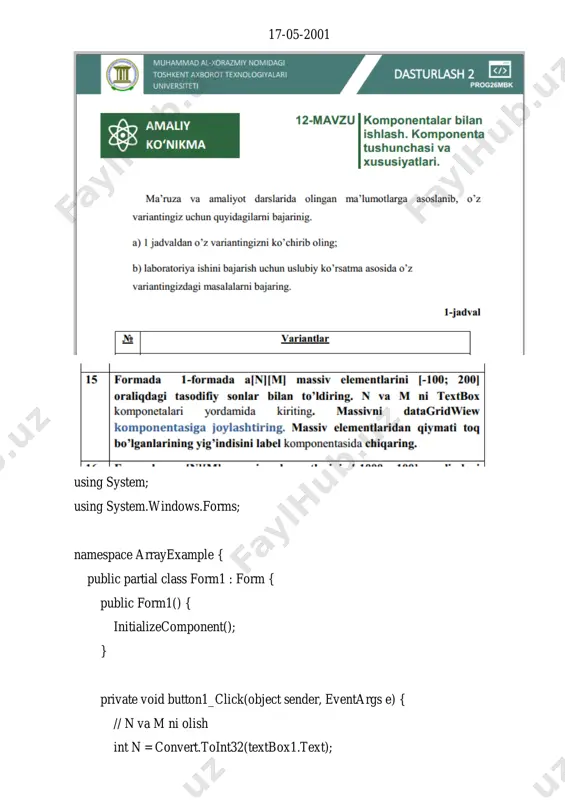 massiv yaratish va operatsiyalar - Page 2