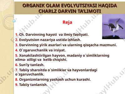 organik olam evolyutsiyasi haqida charlz darvin ta’limoti — PPT