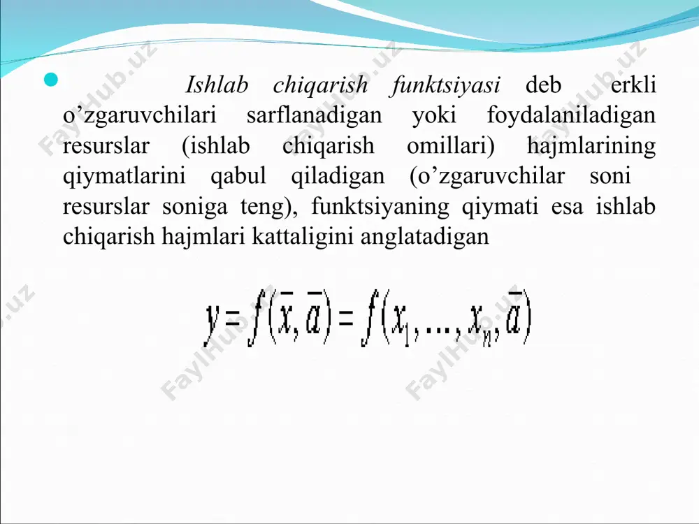 a, u holda uni yo’qotish uchun qatorning berilgan darajalarini ikkinchi tartibli ayirmaga almashtirish mumkin. bo’lsin. u holda ikkinchi tartibli ayirmani aniqlaymiz: korrelyatsion-regression tahlilda qandaydir omilni natijaga va modelga kiritilgan boshqa omillarga ta’sirini hisobga olish imkoniyati bo’lsa, uning ta’sirini yo’qotish mumkin. bu usul, vaqt omilini bog’liq bo’lmagan omil sifatida modelga kiritish orqali tendentsiyani hisobga olish mumkin bo’lgan hollarda vaqtli qatorlarni taxlil qilishda keng qo’llaniladi. regressiya modeliga vaqt omilini kiritish usuli vaqt omili kiritilgan ushbu bunday modellarning “trenddan chetlanish” va “ketma-ket ayirmalar” usullariga nisbatan afzalliklari shundan iboratki, ular berilgan ma’lumotlarni barchasini hisobga olish imkonini beradi, chunki yt va xt larning qiymatlari berilgan vaqtli qatorlar darajalarini tashkil etadi. regressiya tenglamasi parametrlarining qiymatlarini hisoblash uchun oddiy ekkudan foydalanamiz. normal tenglamalar sistemasi quyidagi ko’rinishga ega: t t t x b a y e + × + = t t x y × + - = 92 , 0 05 , 2 ˆ , 982 , …