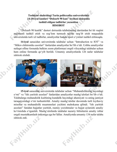 dolzarb 90 kunlik dasturi tadbirlari — DOCX