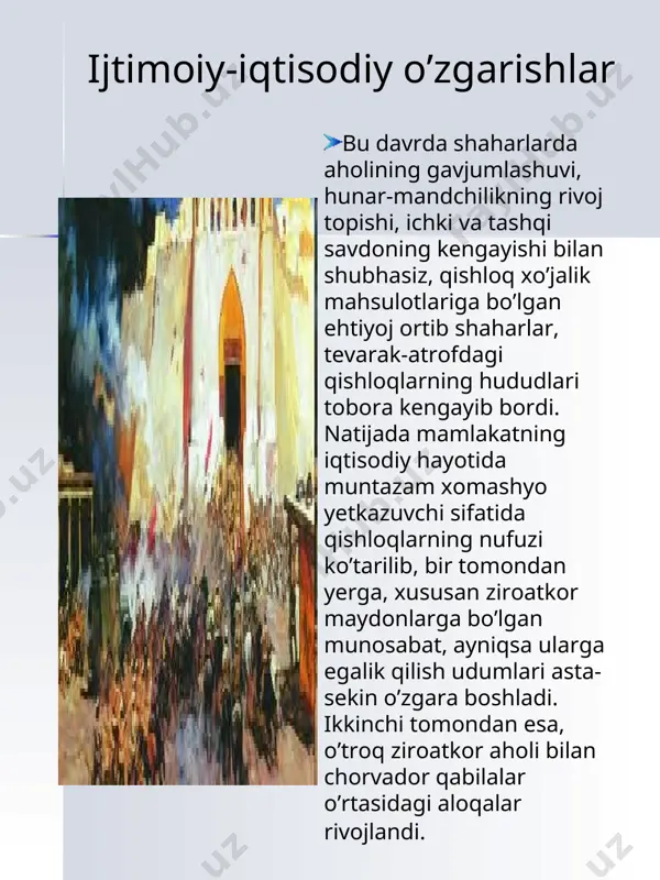 dehqon (feodal) munosabatlar avvalda o’z qaramog’idagi xizmatkorlari mehnatidan foydalanib kelgan dehqonlar, keyinchalik turli yo’llar bilan qishloq jamoalari ustidan hukmronlik qiladigan, bora-bora ular kuchidan foydalanadigan bo’ldilar. dehqonlarga qaram bo’lib qolgan qishloqning mehnatkash ahli bu davrda «kadivar», ya'ni qishloq qo’rg’onida yashovchilar nomi bilan yuritilgan. shunday qilib, mamlakatda ilk o’rta asrlar mulkchiligi munosabatlarining shakllanishi bilan qishloq jamoalari ichida yirik yer egalari bo’lmish dehqonlar bilan bir qatorda o’z erkidan mahrum bo’lgan, mutlaqo yersiz va mulksiz kambag’al ziroatchi tabaqa — kadivarlar paydo bo’ladi. ular ilk o’rta asrlarning ijtimoiy hayotida dunyoga kelgan va yerdor dehqonlar tabaqasiga qaram bo’lgan qishloq jamoasining, yangi mehnatkash, mazlum aholining vakillari edi. mamlakatda yer-suv mulkchiligining xususiyligi ortib, feodal munosabatlarning mustahkamlanib borishi bilan qishloqning mulksiz va erksiz ziroatchi mazlum ahli — kadivarlarning soni ko’payib, dehqonchilik xo’jaligining asosiy ishlab chiqaruvchi kuchlarining biriga aylanadi. v asming o’rtalariga kelib, garchi ekin yerlarining ma'lum bir qismi mulkdor dehqonlar va majusiy ruhoniy — kohinlarning qo’l ostidagi mulklardan iborat …