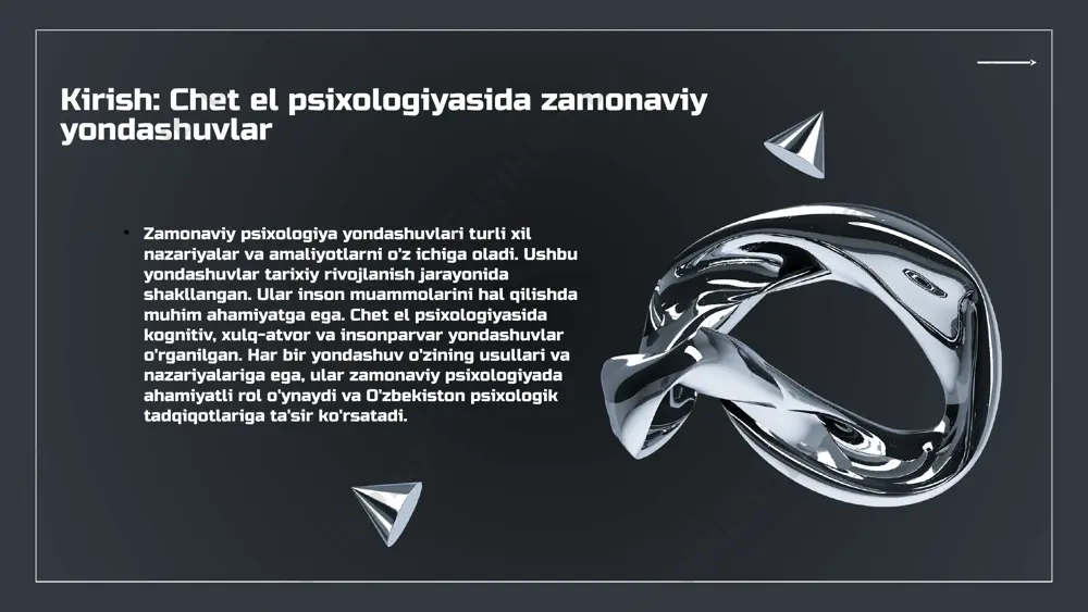 ogiya sohalarida yangiliklar paydo bo'lmoqdadir. ushbu sohalarda olib borilayotgan tadqiqotlar inson psixikasining murakkabligini chuqurroq tushunishga imkon beradi va kelajakda psixologik muammolarni hal qilishda yangi usullarni taklif qiladi. o'zbekiston psixolog olimlari tarixi o'zbekiston psixologiyasining tarixi o'zbekiston psixologiyasi tarixan rivojlanib, birinchi psixologlar muhim rol o'ynadi. ilk psixolog olimlar va hissasi abdurauf fitrat va munavvar qori o'zbek psixologiyasining asoschilari bo'lib, psixologiyaning rivojlanishida katta hissaga ega. tarixiy davrlar va voqealar 20-asrda o'zbekiston psixologiyasi mustaqil fan sifatida rivojlanishni boshladi. zamonaviy psixologiya va istiqboli hozirgi kunda o'zbekiston psixologiyasi zamonaviy yondashuvlar bilan boyitilgan va psixologlar ijtimoiy muammolarni hal etishda ishtirok etmoqdalar. zamonaviy o'zbekiston psixolog olimlari bugungi kunda faoliyat yuritayotgan olimlar o'zbekistonda zamonaviy psixologlar, ularning ko'pchiligi universitetlarda o'qituvchi sifatida faoliyat yuritmoqda. har biri o'z sohalarida yetakchi mutaxassislar sifatida tanilgan. ularning tadqiqot yo'nalishlari olimlarning tadqiqot yo'nalishlari quyidagilarni o'z ichiga oladi: 1) kognitiv psixologiya, 2) ijtimoiy psixologiya, 3) klinikal psixologiya. ularning ishlarining ta'siri zamonaviy psixologiyaga sezilarli. psixolog olimlarining umr davrlarini …