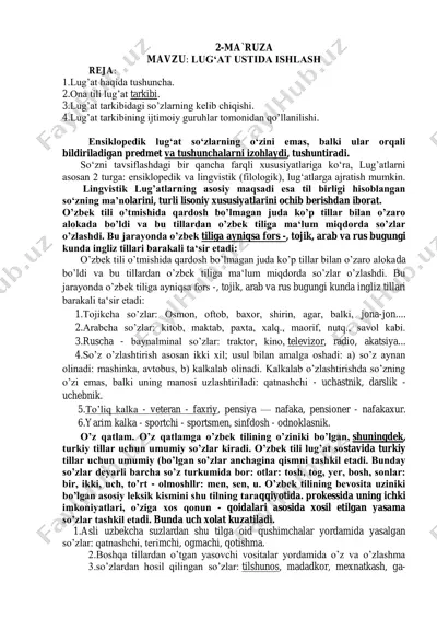 lug’at tarkibidagi so’zlarning kelib chiqishi — PDF