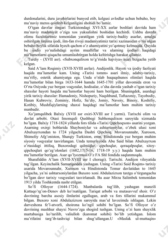 bog’liq bo’lgan. o’zbek shoirlari ijodida radifning mavqye’i yuqori bo’lgan. she’riyatda hofiz, bedil, fuzuliy, navoiylarning ta’siri sezilib tursada, ijodkorlarning mustaqil ijodga intilishini ham ko’rishimiz mumkin. shunday qilib o’rganilayotgan davrda o’rta zarafshon vohasidagi o’zbek g’azalchiligining umumiy holati mujrim, shukuriy, shavqiy, xumuliy, vola, joniy kabi shoirlar nomi bilan bog’liqdir. g’azaldan tashqari eng ko’p yaratilgan lirik janrlaridan biri muxammas hisoblanadi. o’rganilayotgan davrda muxammasning ikki turi mustaqil holdagi va taxmis tarzdagi turlari amalda bo’lsada, keyingi shakli keng qo’llanilgan. bunday vaziyat ijodkorlarning o’tmish adabiyotining muhim yutuqlariga yuqori san’atkorlik namunasi sifatida qarab, ulardan namuna olishga va o’rganishga ixtisoslashganliklari natijasida paydo bo’lgan. agar tojik shoirlari fors-tojik adabiyotining atoqli vakillari hofiz va bedil g’azallariga taxmislar qilgan bo’lsalar, o’zbek tilida turkiy she’riyatning eng yuksak namunalariga, xususan navoiy, fuzuliy g’azallari asosida o’nlab muxammaslar yaratdilar. shuningdek bir-birlari she’rlariga ham taxmislar qilganligini ko’ramiz. ba’zi muxammaslar an’anaviy mavzular xususan muhabbatga bag’ishlangan bo’lsa, ba’zilarida muhitdan shikoyat, ijodkorlarning hayoti aks etgan muxammaslar ham uchraydi. shoirlar ijodidagi …