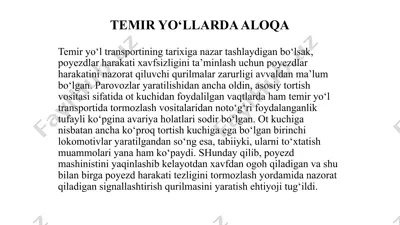 temir yo‘llarda aloqa — PPTX