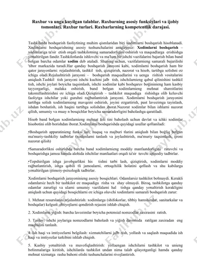 xodimlarni boshqarish prinsiplari — DOCX
