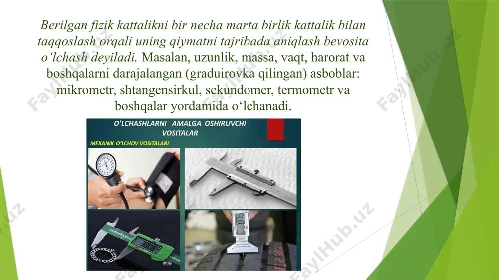 ni o‘lchadi, ammo nol nuqtasi 0,5 °c siljigan. termometr ko‘rsatkichini to‘g‘rilang. biror o‘lchov asbobining xatosi sistematik yoki tasodifiy ekanligini qanday aniqlash mumkin? biror modda hajmi 3 litr, zichligi 0,8 g/cm³. moddaning massasini hisoblang. xalqaro birliklar tizimida asosiy o‘lchov birliklari nechta va ular qanday nomlanadi? image1.jpeg image2.emf image3.emf image4.jpeg image5.gif image6.png image7.png image8.png image9.png /docprops/thumbnail.jpeg
