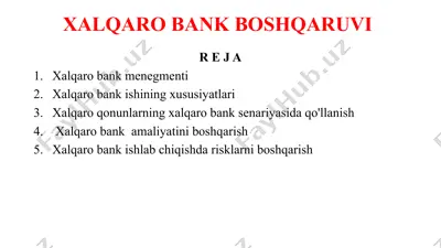 xalqaro bank boshqarilishi — PPTX