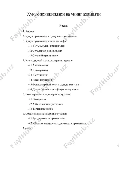 хукук принциплари ва унинг ахамияти — DOC