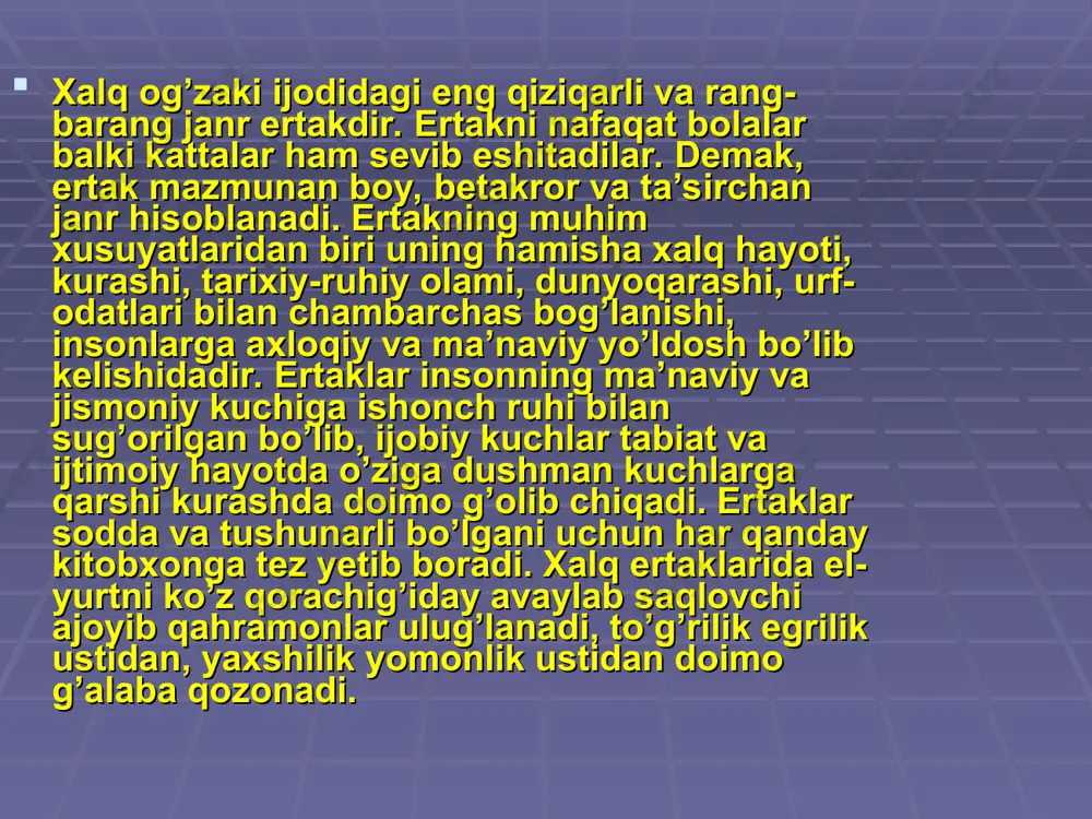 ali natijalarini ko`rsatmoqda. yoshlarimiz orasida dunyo miqyosidagi tanlovlar, olimpiada va musobaqalarda faxrli o`rinlarni egallayotgan iqtidorli yoshlar soni yildan-yilga ortib bormoqda. bu g`alabalarning barchasiga albatta, inson kamolotining poydevorini yaratuvchilar sababchidirlar. oilada birgina farzand tarbiyasi bilan shug`ullanayotgan ota-onalar ba’zida o`z farzandining qiliqlaridan bezor bo`ladi. ular farzandini «bog`chaga berib, ancha qulog`im tinchib qoldi» deydilar. maktabga borgandan keyin esa ular endi «farzandim maktabga borib, ancha bosilib qoldi» deydilar. buning boisi nimada? bolaning maktabga borib ancha bosilib qolishi sinf o`qituvchisining savod o`rgatishining pedagogik asosini yaxshi bilishi va unga suyanishidir. maktabga kelgan bolada savod o`rgatishning tayyorgarlik davrida maktabga kelib-ketish odobi maktabning ichki tartib qoidalari kattalarni hurmat qilish, kichiklarni izzat qilish qoidalari o`rgatiladi. bunda o`qituvchi o`quvchilarni bir-biriga taqqoslashi yoki eng intizomli, odobli, tartibli o`quvchini namuna, ibrat qilib ko`rsatishi eng yaxshi usullardan. chunki har qanday yosh bola yaxshi so`zning, ayniqsa maqtovning rag`batning yoki arzimagan bo`lsa ham biror narsaning gadosi bo`ladi. savod o`rgatishning asosiy (alifbo) davrida o`qituvchi «alifbo» darsligidagi …