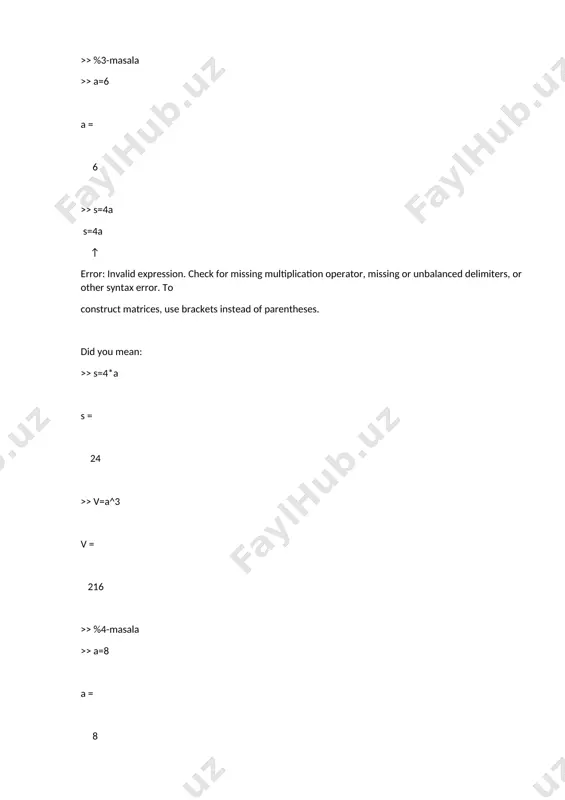 matlab dasturida matematik masalalarni yechish amaliyoti - Page 3