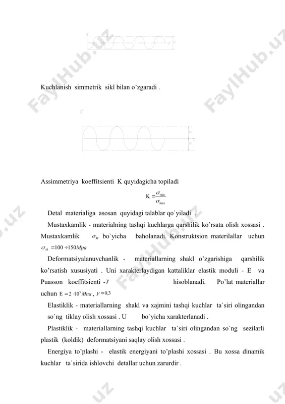 qari uning maxsus turlari ham ishlatiladi. payvandlashning maxsus turlariga diffuziyali, elektron-nur, lazerli, radiochastotali, ultratovushli, portlatish asosidagi, plazmali, detal siitiga yupqa qatlam qoplash usuli kabilar kiradi. ko'rsatib o'tilgan payvandlash usidlarining o'z ishlatish sohalari, afzalliklari bor. bundan tashqari plastmassa detallarni payvandlashda ularni gaz issiqlik tashuvchilar. yuqori chastotali elektr toklari yordamida qizdiriladigan elementlar, ultratovush, ishqalash va kimyoviy reaksiyalar yordamida payvandlash mumkin. payvandlash usullarining joriy etilishi, ayniqsa bu jarayonni to'liq avto`latlashtirish. chok sifatini hamda ish unumdorligini 20-30 barobar oshirish, metallni 15-20% gacha tejash imkonini beradi. payvandlash usulida olingan po'lat tuzilma (konstruksiya)lar quyma usulida olingan cho'yan tuzilmalardan 50%. po'lat tuzilmalardan esa 30% yengildir. kavsharli birikmalar biriktiriladigan detallar bilan kavshar o‘rtasidagi molekulyar ta’sir kuchlari orqali vujudga keladigan ajralmaydigan birikmadir. biriktiriladigan detallar orasiga eritilgan holda kiritiladigan qotishma yoki metall kavshar deyiladi va odatda, uning erish harorati detallarning erish haroratidan ancha kichik bo`ladi. kavsharlash jarayoni payvandlash jarayonidan shu bilan farq qiladiki, unda biriktirilayotgan detallar eritilmaydi yoki yuqori haroratda …