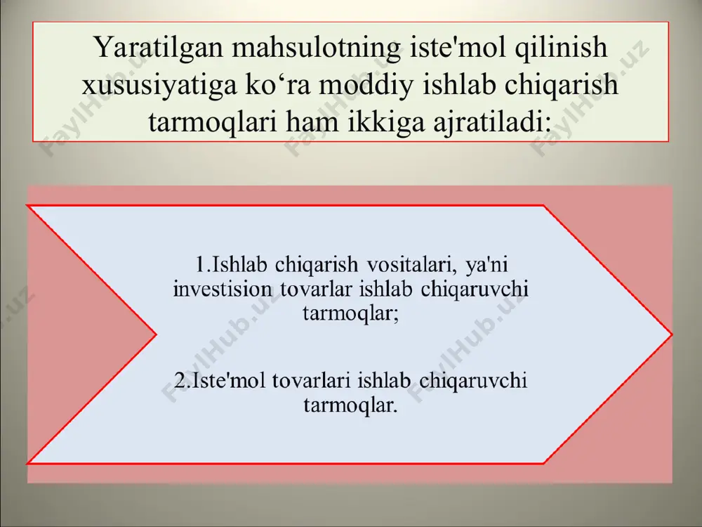 ot miqdori (y) yoki bajarilgan ish (y1) hajmini ko‘rsatadi. uk = y / k yoki uk= y1/k yerdan foydalanish samaradorligi — ekin maydonlari birligi hisobiga ishlab chiqarilgan qishloq xo‘jalik mahsulotlari hajmi ko‘rsatkichida ifodalanadi. alohida ekin turlari hosildorligi ham yerlardan foydalanish unumdorligini ko‘rsatadi. un = yn / n; * samaradorlikni aniqlashda mahsulotning mehnat sig‘imi, material sig‘imi, energiya sig‘imi kabi ko‘rsatkichlar ham qo‘llanilib, ular ishlab chiqarilayotgan mahsulotning har bir birligini yaratish uchun ketgan mehnat, energiya va moddiy ashyolar miqdorini ifodalaydi. bu ko‘rsatkichlarning har biri ishlab chiqarishda qatnashgan turli omillar samaradorligini ifodalab, bir-biri bilan chambarchars bog‘liq va bir-birini to‘ldiradi. ishlab chiqarish samaradorligini oshirish omillari: fan-texnika taraqqiyoti yutuqlarini ishlab chiqarishga joriy qilish; ishlab chiqarish intensivligini ta'minlaydigan texnologiyalarni qo‘llash; ishlab chiqarishni to‘g‘ri joylashtirish, ixtisoslashtirish va kooperatsiyalash; iqtisodiyot tarkibiy tuzilishini importning o‘rnini bosadigan va eksportga layoqatli tovarlar ishlab chiqarishni ta'minlaydigan tarzda o‘zgartirish; ishlab chiqaruvchilarning o‘z mehnatlari natijalaridan manfaatdorligini ta'minlash; tabiiy, moddiy, moliyaviy va mehnat resurslaridan oqilona, …