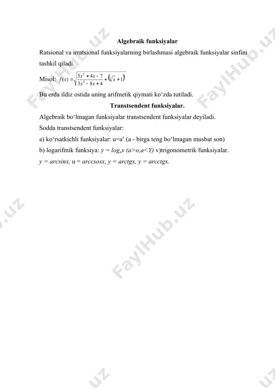 funksiya, hosila, integral funksiya va uning berilish usullari, xossalari - Page 5