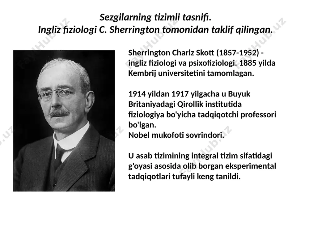 irligining o'zgarishi deyiladi. ko'zlarni yoritish eshitiladigan tovushlarni balandroq qiladi. sensibilizatsiya - analizatorlarning o'zaro ta'siri yoki mashqlar natijasida sezgirlikning oshishi. sinesteziya - bir analizatorning qo’zg’atish xususiyati ta'sirida boshqa analizatorlarga xos bo'lgan sezuvchanlikning paydo bo'lishi. vizual-eshitish sinesteziyasi, ob'ekt tovushli ogohlantirishlar ta'sirida vizual tasvirlarni boshdan kechirganda. ba'zi bastakorlar (n.a. rimskiy-korsakov, a.n. skryabin) rangli eshitish qobiliyatiga ega edilar. luriya aleksandr romanovich (1902-1977) - rus psixologi, neyropsixologiyaning asoschisi. psixologiya va tibbiyot fanlari doktori, professor, 500 dan ortiq ilmiy ishlar muallifi. l. s. vygotskiy bilan birgalikda oliy psixik funktsiyalarni rivojlantirishning madaniy-tarixiy kontseptsiyasini yaratish ustida ishlagan. a. r. luriyaning asosiy hissasi neyropsixologiyaning nazariy asoslarini ishlab chiqishdir, bu uning yuqori aqliy funktsiyalarni tizimli dinamik lokalizatsiya nazariyasida va ularning miya shikastlanishida buzilishlarida ifodalangan. u nutq, idrok, diqqat, xotira, tafakkur, ixtiyoriy harakatlar va harakatlarning neyropsixologiyasi bo'yicha tadqiqotlar olib borgan. sinesteziyaga misol mashhur mnemonist sh.ni a. r. luriya batafsil oʻrgangan. bu odam barcha ovozlarni rangli deb qabul qildi va ko'pincha unga …