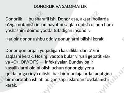 donorlik va salomatlik — PPTX