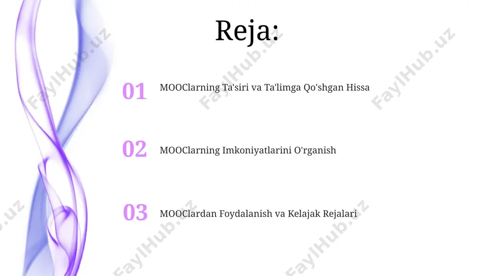 ari coursera va edx kabi yirik mooc platformalari yillik 10 millionlab foydalanuvchilarga 10000 dan ortiq turli kurslarni taklif etadi, shu jumladan, sertifikatlash imkoniyatlari ham mavjud. mooc platformalarining aksariyati turli xil texnologiyalarni, jumladan, video darslar, onlayn testlar va progressiv baholash tizimlarini qo'llaydi, bu esa o'quv jarayonini individualizatsiya qilishga yordam beradi. mooclar va innovatsion texnologiyalar blokcheyn texnologiyasi mooc sertifikatlarining ishonchliligini va xavfsizligini ta'minlaydi, bu esa 2025 yilga kelib 50 millionga yaqin sertifikatlangan bitiruvchini keltirib chiqarishi mumkin. virtual va kengaytirilgan haqiqat (vr/ar) texnologiyalaridan foydalanish mooclarni yanada immersiv va jalb qiluvchi qilib, ishtirokchilarning faolligiga 30% gacha ta'sir ko'rsatishi mumkin. mooclarning afzalliklari va kamchiliklari mooclarning yana bir afzalligi – global miqyosda turli mamlakatlardan kelgan mutaxassislar bilan hamkorlik qilish, masalan, 20 dan ortiq mamlakatdan kelgan professorlarning onlayn darslarini tinglash imkoniyatini beradi. mooclarning kamchiligi – o‘z-o‘zini boshqarish va motivatsiya talab qiladi, bu esa o‘quvchilarning 50% dan ko‘prog‘ining kursni yakunlamasligiga olib kelishi mumkin. mooclarning o'quv jarayoniga ta'siri keng …