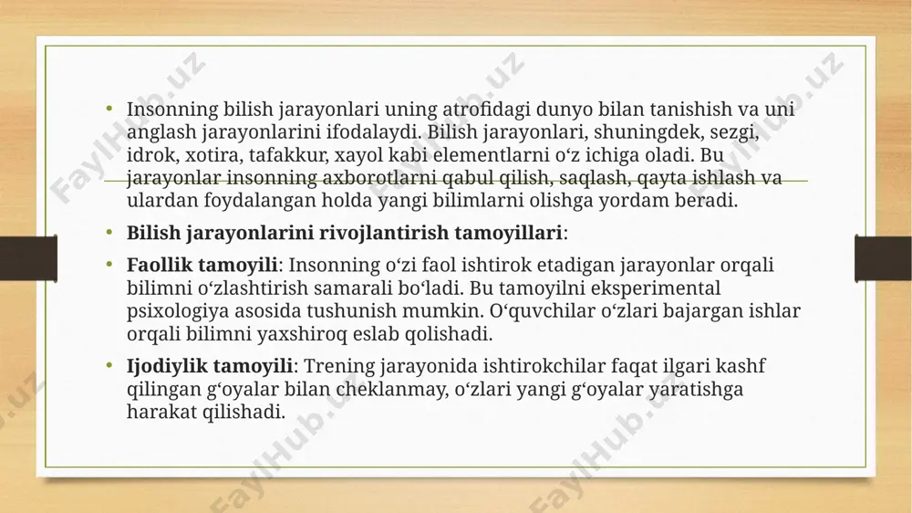 hikoyachi” mashqi fikrlashning oqilona rivojlanishiga yordam beradi, chunki o‘quvchilar mantiqan davom ettirilgan hikoyani diqqat bilan eslab qolishlari kerak. assotsiatsiya” mashqi so‘zlar va ularning bog‘lanishini anglash va xotiraga joylashtirishni kuchaytiradi. bu mashq tafakkur jarayonlarini o‘rgatadi, chunki o‘quvchilar tasavvur va mantiqiy aloqalarni topishga harakat qilishadi. “domino” mashqi esa xotirani va ijodiy fikrlashni birlashtiradi, chunki hikoyalarni davom ettirish orqali bolalar xotiralarini rivojlantiradi. “taxistoskop” mashqi ko‘rish va e'tibor xotirasini rivojlantirishga yordam beradi, chunki ishtirokchilar tezda tasvirlarni eslab qolishlari kerak. razvedkachi” mashqi diqqatni jamlash va xotira rivojlantirishga yordam beradi, shuningdek, tafakkur va tasavvurni ham rivojlantiradi. tafakkur rivojlanishi uchun esa berilgan mashqlar yordamida o‘quvchilar predmetlar o‘rtasidagi munosabatlarni aniqlash va taqqoslashni o‘rganadilar. bu mashqlar orqali mantiqiy fikrlash va tasavvurlarni rivojlantirish mumkin. masalan, siz keltirgan "zambil-..." yoki "igna..." kabi mashqlar o‘quvchilarning tafakkurini sinash va rivojlantirishga yordam beradi. umuman, bu turdagi mashqlar bolalar va o‘quvchilarda diqqatni va tafakkur jarayonlarini yaxshilashda katta ahamiyatga ega. xotira rivojlanishiga yordam beradigan mashqlar: "qiziqarli …