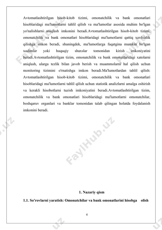 h uchun ishlatiladi. mysql, sql-92 va undan keyingi versiyalarni muvaffaqiyatli qo'llaydi.yurituvchi tizimlar: mysql, bir nechta platformalar uchun yuritilishi mumkin. uning eng mashhur variantlari windows, macos, linux va unix yurituvchi tizimlariga mos keladigan versiyalardir.xususiyatlar: mysqlning qo'shimcha xususiyatlari o'z ichiga oladi:transaksiya to'liqo'vchi: mysql, acid (atomiklik, ishtirokchilik, isloh, va doimiylik) transaksiya xususiyatlarini ta'minlaydi. mysql, ma'lumotlarni bir nechta serverlar orasida o'zaro sinxronlashtirishga imkon beradi, bu hamda serverning ishlab chiqarish va ishonchliligini oshiradi.mysql, ma'lumotlar bazasini xavfsiz saqlashga imkon beradigan xavfsizlik protokollari, shifrlash va boshqa xavfsizlik tadbirlari bilan ta'minlaydi.triggers va stored procedures: mysql, triggering mekanizmlari va stored proceduralar yordamida avtomatlashtirilgan amallarni bajarishga imkon beradi.mysql, ma'lumotlarni tezkor izlash uchun indekslarni qo'llaydi, buning natijasida so'rovlarning tezlik va ishga tushirish tezligi oshadi. mysql, yuqorida keltirilgan tashqi xususiyatlari va ishonchli ishlashga imkon beruvchi xususiyatlari bilan ma'lumotlar bazasi o'rtasida keng tarqalgan bo'lib, ishonchli, oddiy va tezkor ma'lumotlar bazasi tizimi sifatida ommalashtirilgan. bu sababli, mysql keng qo'llaniladigan va o'rnatiladigan bir ma'lumotlar bazasi …