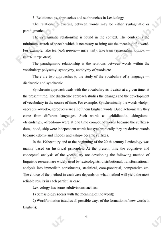 gy (studies the origin of words); 4) phraseology (studies the set-expressions, phraseological units); 5) lexicography (studies compiling dictionaries). 4. word and word studies what is a word? what is lexicology? what's in a name? that which we call a rose by any other name would smell as sweet... (w. shakespeare. romeo and juliet, act ii, sc. 2) these famous lines reflect one of the fundamental problems of linguistic research: what is in a name, in a word? is there any direct connection between a word and the object it represents? could a rose have been called by "any other name" as juliet says? these and similar questions are answered by lexicological research. for some people studying words may seem uninteresting. but if studied properly, it may well prove just as exciting and novel as unearthing the mysteries of outer space. it is significant that many scholars have attempted to define …