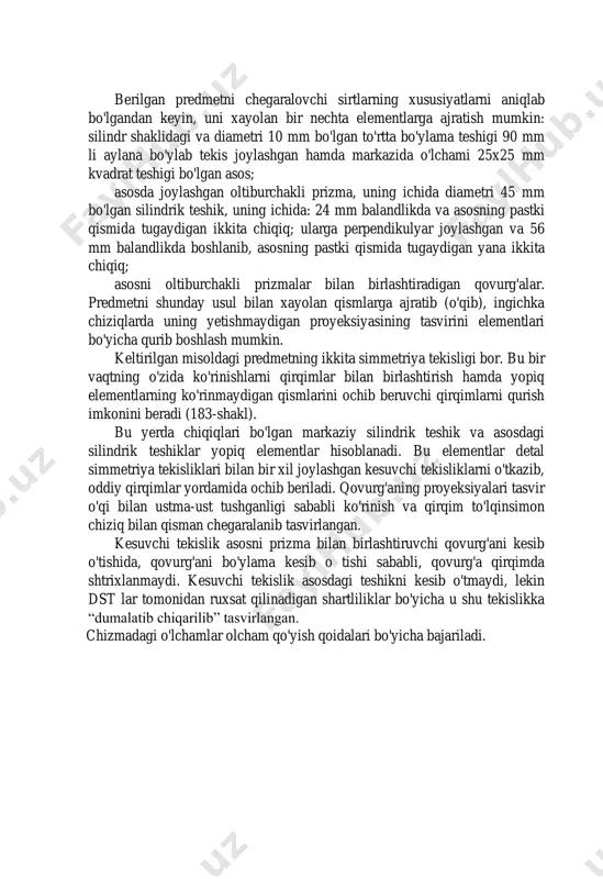 predmetning ikkita proyeksiyasi bo'yicha yеtishmaydigan prоyеksiyalarini qurish misollar - Page 5