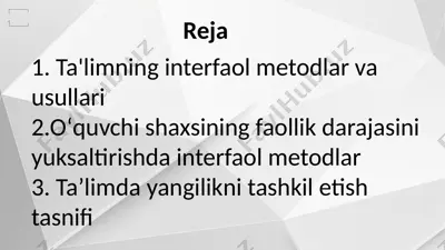 ta'limning interfaol metodlar va usullari — PPTX