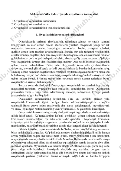 ovqatlаnish kоrхоnаlаri — DOCX