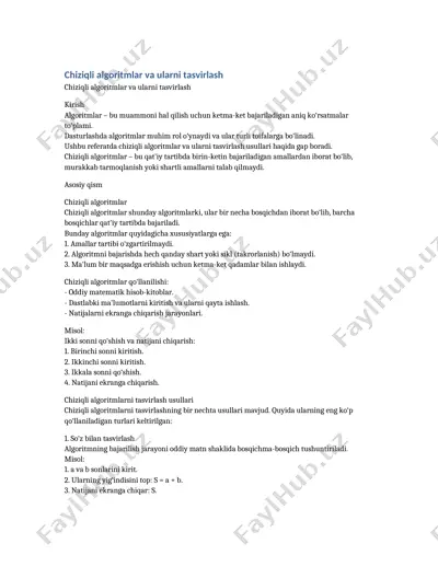 chiziqli algoritmlar va ularni tasvirlash — DOCX