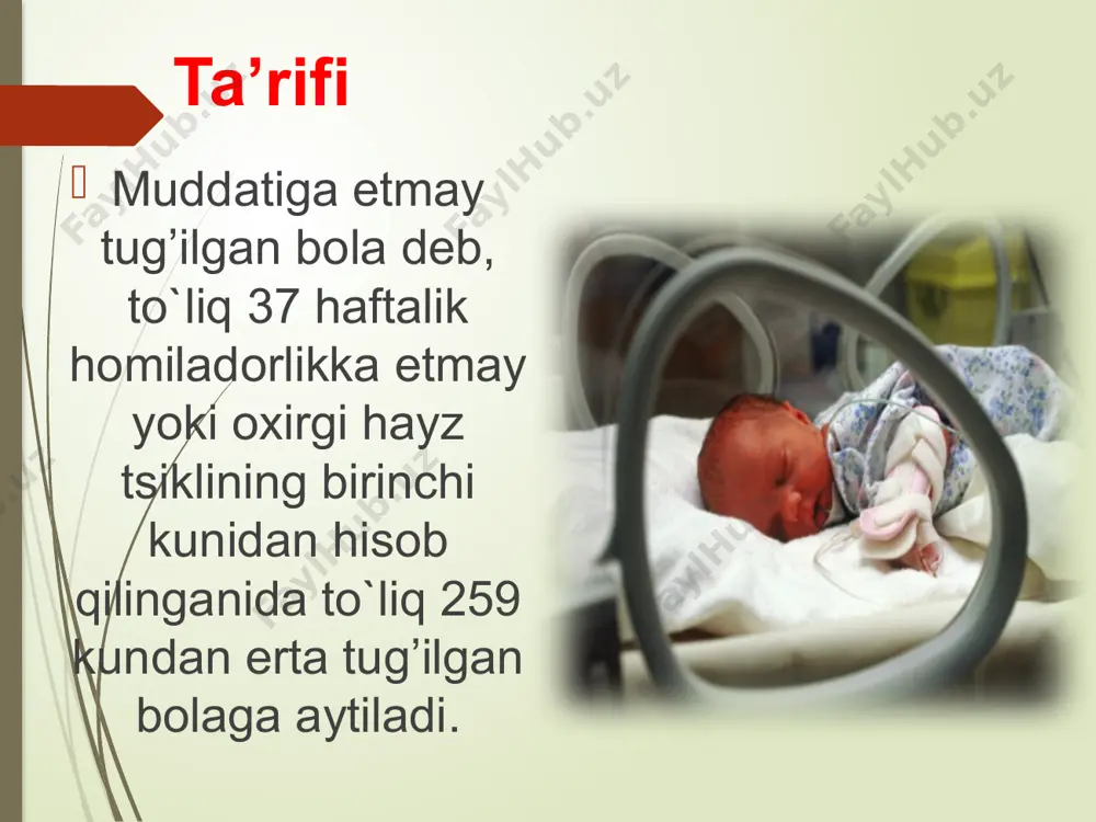 funktsional xususiyatlari. muddatidan oldin tug’ilgan bolalar uchun bo`shashganlik, uyquchanlik, kuchsiz yig’i, mushak tonusining pasayishi, emish refleksining susayishi termoregulyatsiyaning takomillashmagani xos. muddatiga etmay tug’ilgan bolaning nafasi muddatida tug’ilgan bolanikidan minutlik soni ko`pligi va labilligi, nafas harakatlarining yuzakiligi, nafas chuqurligining notekisligi, davomiyligi turlicha respirator pauzalar paydo bo`lishi bilan farq qiladi. apnoe soni (nafasning 10s va ko`proqqa to`xtashi) nafas olish soni o`rta hisobda minutiga 48-52 (36 dan 62 gacha) ni tashkil qiladi. bu gestatsion yosh bilan korrelyatsiya qiladi: gestatsion yosh nechog’lik kam bo`lsa, paradoksal uyqu fazasida nafas shu qadar ko`proq bo`ladi. yangi tug’ilgan bolalarda yurak qon-tomirlar tizimining funktsional xususiyatlari nerv tizimi vegetativ simpatik bo`limining ustunligi bilan ifodalanadi. muddatiga etmay tug’ilgan bolalarda yuqs yangi tug’ilganlik davrida minutiga 140-160 marta uradi, bezovtalikda esa yuqs minutiga 200-220 martaga etishi mumkin. muddatiga etmay tug’ilgan bolalarda arterial bosimni nazorat qilish intensiv neonatal parvarishning ajralmas qismidan iborat ayrim bolalarda ausqo`l’tatsiyada embriokardiya fenomeni – i va ii tonlar orasidagi pauzalarning …