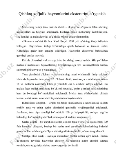 qishloq xo’jalik hayvonlarini ekstererini o’rganish — DOC
