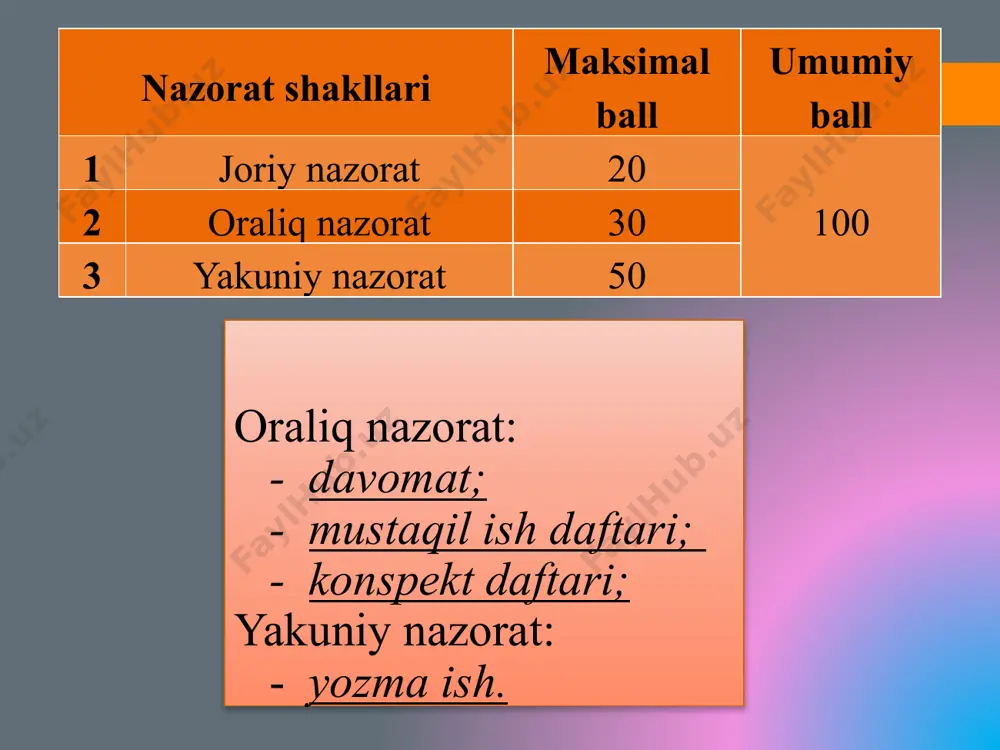 rning bo'linish munosabati nomanfiy butun sonlar to'plamida qaraladi. 1-ta’rif. natural son deb, bo‘sh bo’lmagan chekli teng quvvatli to’plamlar sinfining umumiy xossasiga aytiladi. 2-ta’rif. bo’sh to’plamlar sinfining umumiy xossasiga esa 0 soni deyiladi, 0= n(∅). 0 soni va barcha natural sonlar birgalikda nomanfiy butun sonlar to’plamini tashkil qiladi. bu to’plam n0 ko’rinishida belgilanadi. n0 = {0} ∪ n. bu yerda, n – barcha natural sonlar to’plami. nomanfiy butun sonlar to'plamida bo'linish munosabati nomanfiy butun sonlar to'plamida bo'linish munosabati n0 to'plamda qo'shish va ko'paytirish amallari har doim bajariladi. ayirish va bo'lish amallari esa har doim ham bajarilavermaydi. masalan, n0 to'plamda 5 va 9 sonlarining ayirmasi va bo'linmasi har doim ham mavjud emas. a - b ayirma mavjud bo'lishi uchun a ≥b bo'lishi zarur va yetarli. lekin a:b bo'linma mavjud bo'lishining bunday umumiy qoidasi yo'q, shunga qaramay, a:b bo'lishni bajarmay, a sonning b ga bo'linish yoki bo'linmasligini aniqlash uchun ba’zi alomatlar topilgan. bo'linish …
