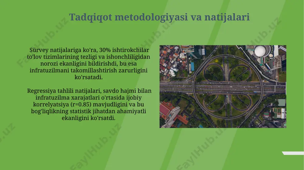 90% yaqin savdo shartnomalarining elektron platforma orqali amalga oshirilishi xomashyo bozorining samaradorligini oshiradi. savdo maydonchalari va ularning turlari elektron savdo platformalarining yillik aylanmasi dunyo bo'yicha 2023 yilda 5 trillion aqsh dollaridan oshdi, bu ularning tez rivojlanishini ko'rsatadi. savdo maydonchalarining 3 asosiy turi mavjud: elektron savdo platformalari (b2b, b2c), auktsion maydonchalari va an'anaviy chakana savdo do'konlari, ularning har biri o'ziga xos xususiyatlarga ega. bozor infratuzilmasining kelajagi bozor infratuzilmasining kelajagi blockchain texnologiyalari orqali 50% ga tezlashishi va operatsiyalar xarajatlarini 20% ga kamaytirish potentsialiga ega. kelgusi 10 yilda sun'iy intellektning qo'llanilishi bozor infratuzilmasining samaradorligini 30% ga oshirib, xavflarni aniqlashni yaxshilaydi. e'tiboringiz uchun rahmat @taqdimot_robot image1.jpg image2.jpg image3.jpg image4.jpg image5.jpg image6.jpg image7.jpg image8.jpg image9.jpg image10.jpg image11.jpg image12.jpg image13.jpg image14.jpg image15.jpg image16.jpg image17.jpg