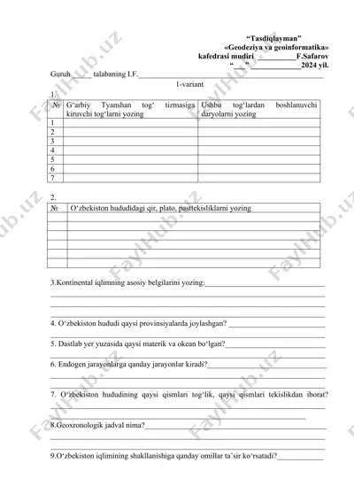 geodeziya va geoinformatika — DOCX