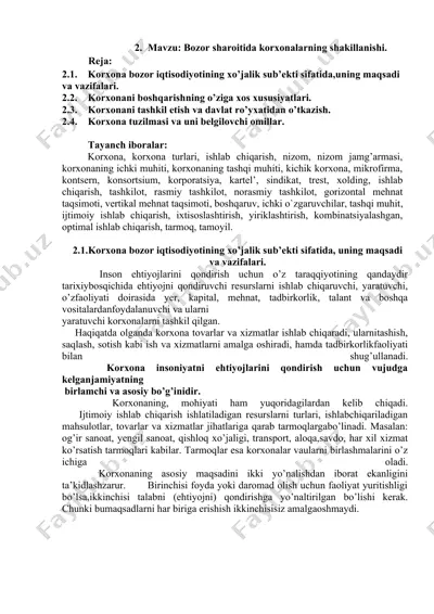bozor sharoitida korxonalarning shakillanishi — DOCX