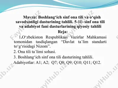 ona tili ta'limi darslarining tahlili — PPTX