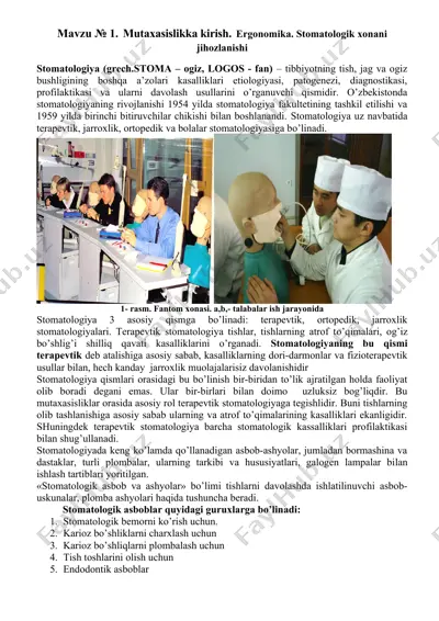 stomatologik xonani jihozlanishi — DOCX
