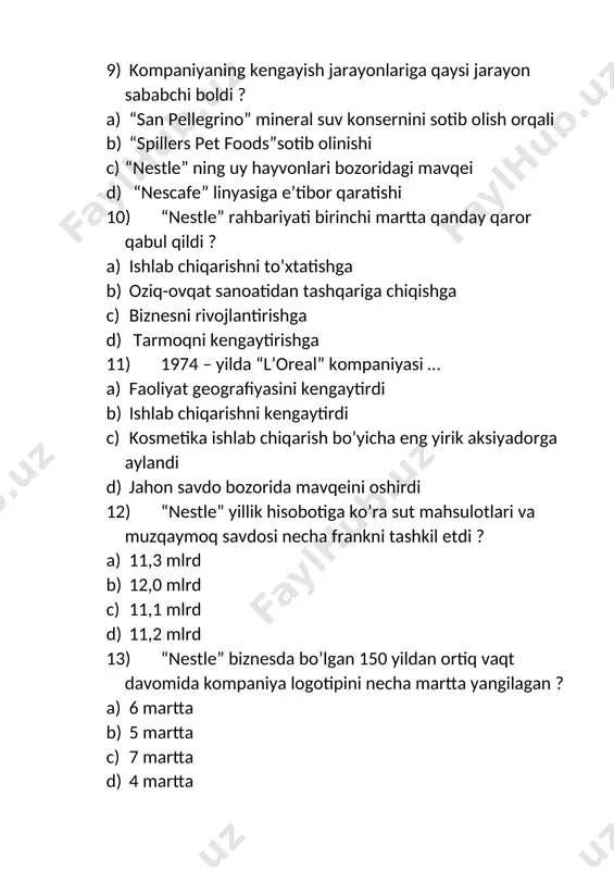 nestle kompaniyasi test savollari - Page 4
