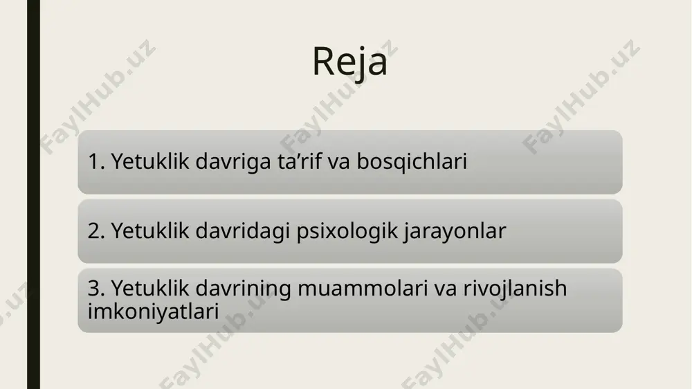 abul qilish va o‘z harakatlari uchun javobgarlikni his qilish kabi belgilar bilan aniqlanadi. yetuk shaxs o‘z imkoniyatlari va zaif tomonlarini biladi, o‘z ustida ishlaydi. shaxsiy taraqqiyot jarayoni yetuklik davri – bu shaxsiy taraqqiyot jarayonining eng muhim bosqichi bo‘lib, quyidagilarni o‘z ichiga oladi: o‘z-o‘zini anglash: inson o‘zini kimligini, jamiyatdagi o‘rnini tushunadi. hayotiy strategiyani tanlash: maqsadlar belgilanishi, ustuvorliklar aniqlanishi. ijtimoiy rollarni bajarish: ota-ona, xodim, rahbar, fuqarolik burchi kabi rollar bajariladi. o‘z ustida ishlash va o‘zgarishga tayyorlik: yetuk shaxs doimiy rivojlanishga intiladi, yangilikka ochiq bo‘ladi. inson hayotining har bir davri o‘ziga xos psixologik holat va xatti-harakatlar bilan ajralib turadi. yetuklik davri esa inson hayotidagi eng barqaror, mas’uliyatli va ijtimoiy faol bosqich bo‘lib, bu davrda inson shaxsiy, kasbiy va ijtimoiy jihatdan shakllanadi, o‘z hayot yo‘lini ongli ravishda tanlaydi va amalga oshira boshlaydi. bu bosqich psixologik jihatdan murakkab bo‘lishi bilan birga, shaxs rivojining muhim pog‘onasi hisoblanadi. shu bois yetuklik davrining psixologik xususiyatlarini chuqur o‘rganish nafaqat …