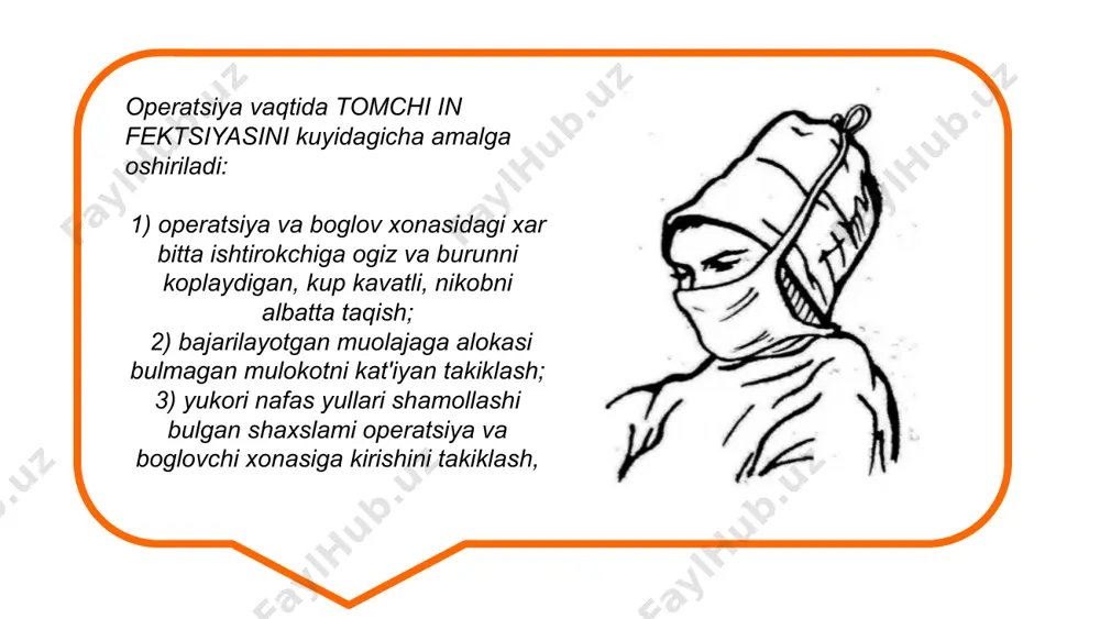 a'lum bir kuzgatuvchiga spetsifik ta'sir kiluvchi, xamda organizm immunobiologik faolligini oshiruvchi(antibiotiklar, vaktsinalar, zardoblar, bakteriofaglar, xar xil immun vositalar) vositalar kiradi. bundan tashkari biologik antiseptikaga proteolitik fermentlar xam kiradi. bunday vositalarning ishlatilish mikyosi juda keng bulib, ulaming ishlatish yunalishlar va organizmga turli-tuman yullar bilan kiritiladi. xozirgi davrda biologik va sintetik yullar bilan olinadigan kup mikdordagi antibaketrial vositalar mavjud bulib, ular bir necha guruxlarga bulinadi. biologik antiseptikaga - mos ravishda antitela saklovchi kon komponentlari - antistafilokokk, antikuk yiring tayokcha, antikolibatsillyar giperimmun plazmalar, xamda antistafilokokk y-globulin, koksholga karshi y-globulinlar kuyish kiradi. biologik antiseptika paul erlix (1854-1915)-yukumli kasalliklar bilan kurash maksadida birinchi bulib kimyoviy birikmalarni kullagan nemis kimyogari va immunologi, 1908 yilgi nobel mukofoti laureati. aralash antiseptika klinik amaliyotda kupincha bir nechta antiseptik vositalaring ishlatilishi va organizmga yaliglanish soxasiga yuborish usullari birgalikda kullaniladi. bu esa bemorlari davolash samaradorligini oshiradi.aralash antiseptika xozirga davrda amaliyotda juda kup kullaniladi: 1. jaroxat tualeti jarayonidan nekrotik tukimalar kesib olinadi …