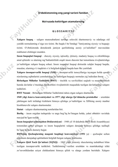 o’zbekistonning eng yangi tarixni fanidan — DOCX