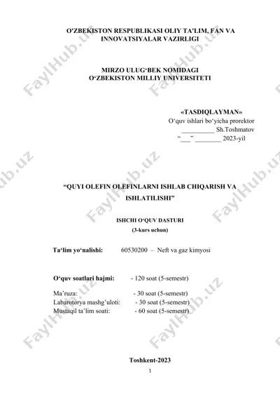 olefinlarni ishlab chiqarish va ishlatilishi — DOCX