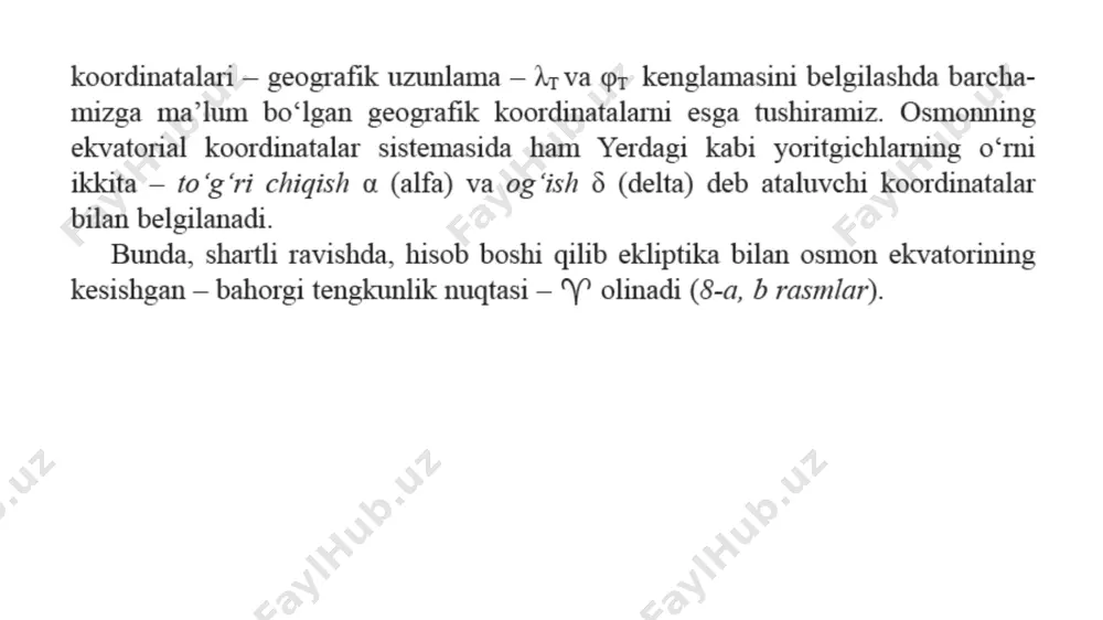 yulduz kattaligi + 0,04m ni, veneraniki –4,4m (eng ravshan paytida)ni, to‘linoyniki –12,5m ni, quyoshniki esa –26,7m ni tashkil etadi. hozirgi zamon teleskoplari ko‘zi- miz ko‘radigan xira yulduzlardan 100 mln. martagacha xira bo‘lgan (yulduz kattaligi + 24m, + 25m) yulduzlarni ko‘ra oladi. e’tiboringiz uchun raxmat!!! image1.png image2.png image3.png image4.png image5.png image6.png image7.png image8.png /docprops/thumbnail.jpeg