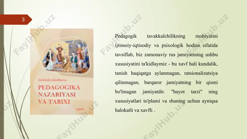 sh uchun zaruriy shart-sharoitlarni yaratishda tarbiyalanuvchilarning ehtiyojlari va imkoniyatlarini o‘rganish asosida ularning faolligini rivojlantirish zarur bo‘lib, ularning faolligini ta’minlashda motivlashtirish pedagogik jarayonlarni takomillashtirish vositalaridan biri sifatida maydonga chiqadi. amerikalik psixolog a. maslou nazariyasi bo‘yicha barcha ehtiyojlarni qat’iy iyerarxiya strukturasi bo‘yicha joylashtirish mumkin. u quyi darajadagi ehtiyojlarni qondirishni talab qiladi, o‘z navbatida inson xulqiga ta’sir ko‘rsatadi, yuqori darajadagi ehtiyojlar esa asta-sekin ta’sir ko‘rsatadi 8 mak klelland nazariyasida asosiy e’tibor yuqori darajadagi ehtiyojlarga qaratiladi, ularga hokimiyat, muvaffaqiyat, mansublik kiradi. hokimiyat ehtiyoji – boshqa odamlarga ta’sir ko‘rsatishga xohish, bu albatta hokimiyatga intilish emas, balki o‘z ta’sirini ko‘rsatish ehtiyoji. muvaffaqiyatga bo‘lgan ehtiyoj ma’lum bir vazifani muvaffaqiyat bilan bajarish orqali amalga oshiriladi. mansublik ehtiyoji maslou nazariyasiga o‘xshash bo‘lib birga ishlaydigan xodimlar, tanishlar huzurida bo‘lishi, do‘stona munosabatlar o‘rnatishdan manfaatdorlikni ifodalaydi. frederik gertsbergning motivlashtirish nazariyasi boisiy tozalanish (motivastionnaya gigiena) deb yuritilib, uning asosida qoniqish keltiruvchi mehnat - ruhiy sog‘lom bo‘lishga ham hamkorlik ko‘rsatadi degan fikr yotadi. agar …