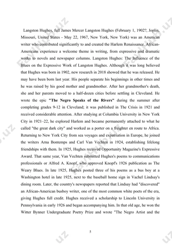 n all areas, including a pictorial history of the negro in america (1956) and the anthologies negro poetry (1949) and the book of negro folklore (1958; with bontemps). he went on to write numerous works for the entertainment industry, including the text of street scene, an opera with music by kurt weill that premiered in 1947. black birth (1961; film 2013) is a didactic play using hughes's poetry. bible flags and passages to the bible to retell the fictional story of the birth of jesus. it was a worldwide success, and movements of the work (often different from the original) strengthened the christmas tradition in many black churches and centers of enlightenment. he also wrote poetry before his death. the panther and the eyelash, published posthumously in 1967, was with and involved with the black power movement, and more specifically, the black panther party, which had been formed in his …